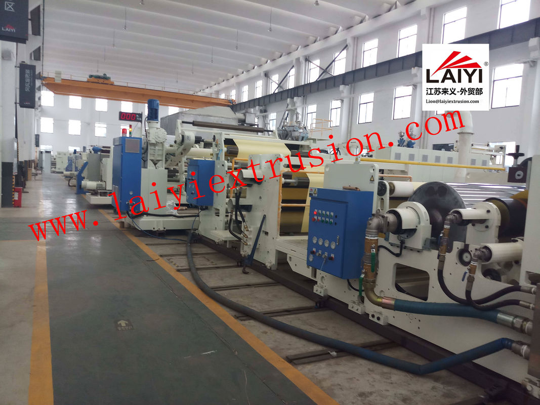 Máy cán nhựa nóng chảy tự động với hệ thống làm mát nhanh chóng với màu trắng và xanh