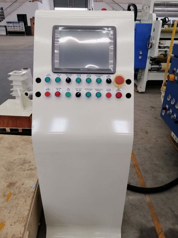 Máy cán giấy kiểm soát nhiệt độ chính xác bằng PLC với lớp phủ mỏng hơn Trắng và xanh