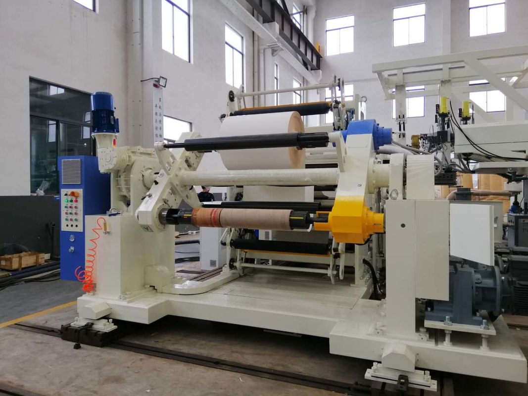 Máy cán màng nhựa tự động với bộ đôi Unwinder và Rewinder màu xanh và trắng