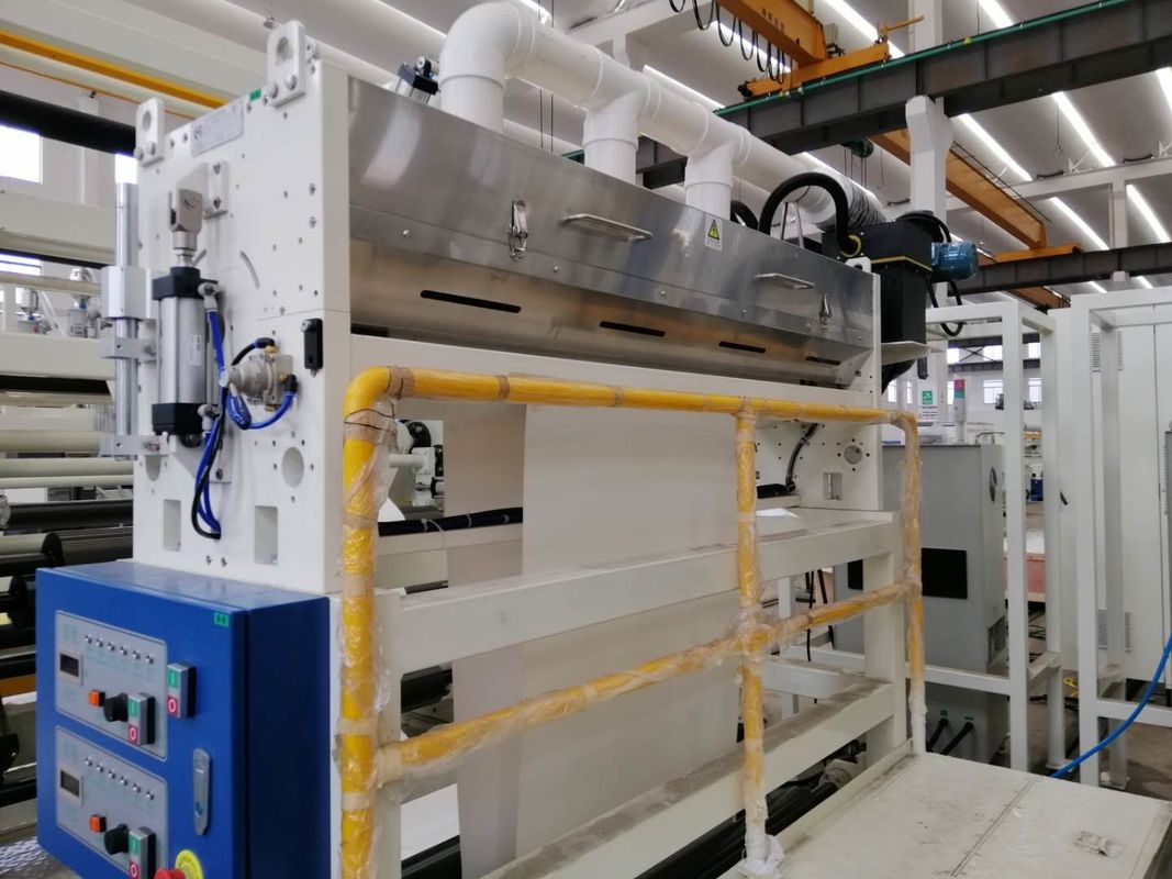 Máy cán màng nhựa tự động với bộ đôi Unwinder và Rewinder màu xanh và trắng